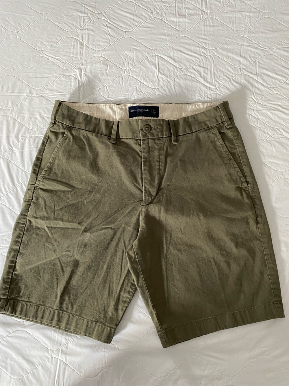 Abercrombie & Fitch Olive Flat Front Chino Shorts